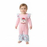 Ho ho ho santa embroidery girls Christmas romper