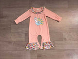Ho ho ho santa embroidery girls Christmas romper