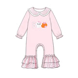Ghost boo pumpkin leopard baby girls Halloween romper