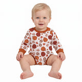 Long sleeves pumpkin football baby fall romper