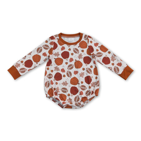 Long sleeves pumpkin football baby fall romper