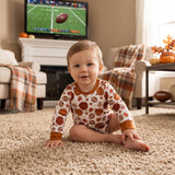 Long sleeves pumpkin football baby fall romper