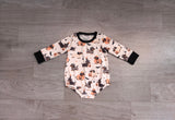 Long sleeves dog pumpkin baby Halloween romper