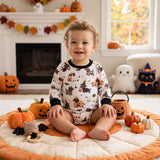 Long sleeves dog pumpkin baby Halloween romper