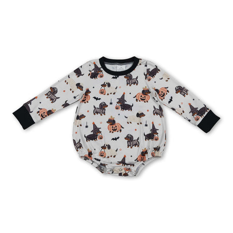 Long sleeves dog pumpkin baby Halloween romper