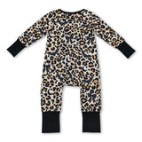 Long sleeves leopard bat moon baby Halloween zipper romper