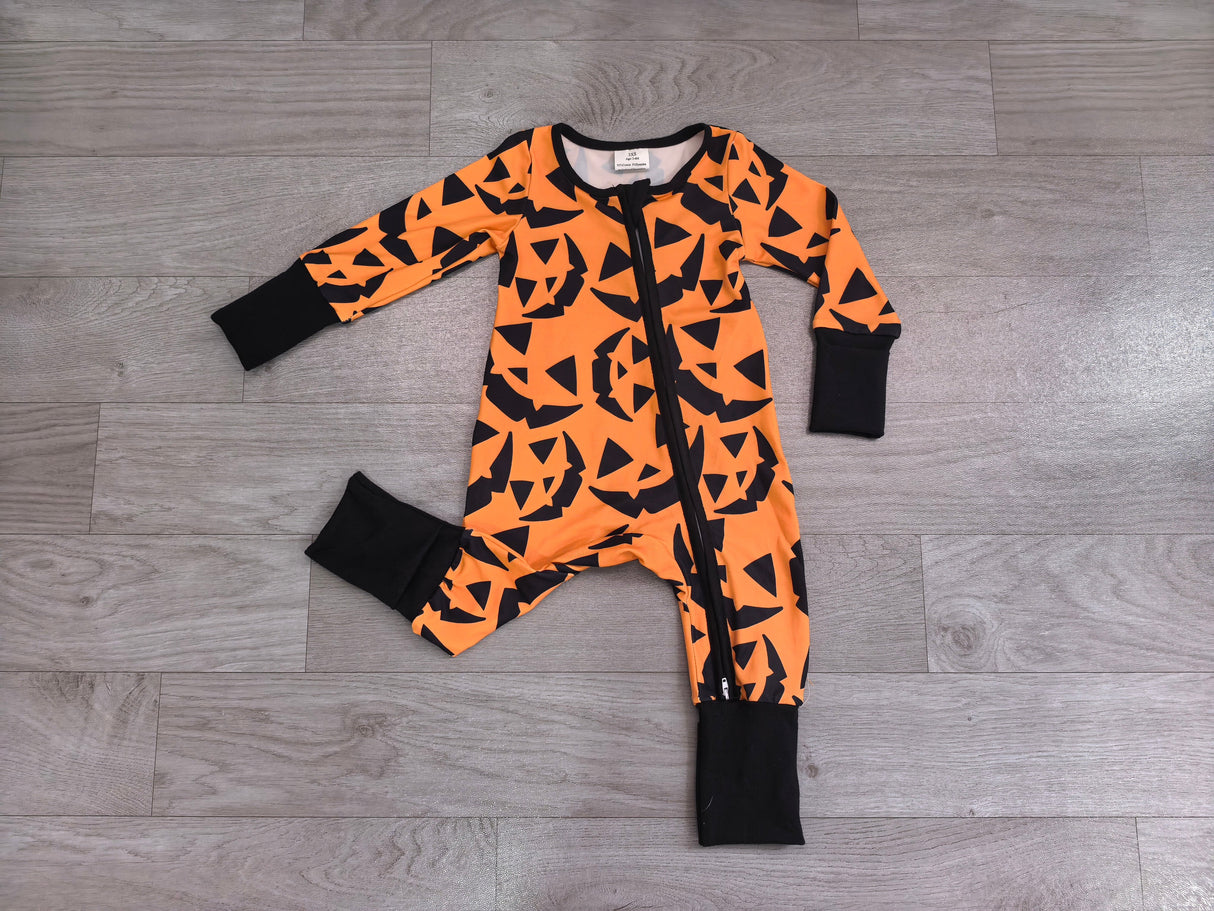 Long sleeves pumpkin baby boy Halloween romper