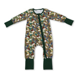 Long sleeves camo duck baby boy zipper romper