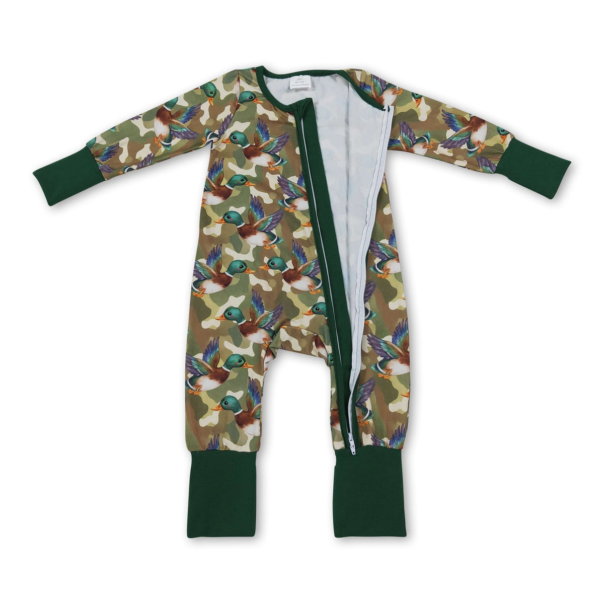 Long sleeves camo duck baby boy zipper romper