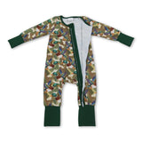 Long sleeves camo duck baby boy zipper romper