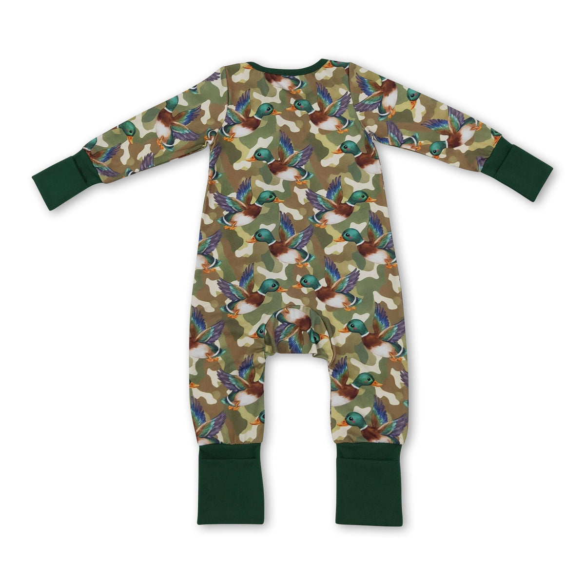 Long sleeves camo duck baby boy zipper romper