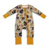 Duck deer turkey pumpkin baby boy fall zipper romper