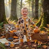 Duck deer turkey pumpkin baby boy fall zipper romper