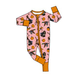 Duck deer turkey pumpkin baby girl fall zipper romper