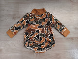 Long sleeves brown camo baby kids fall romper