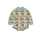 Long sleeves mint camo baby kids fall romper