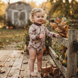 Long sleeves camo mock neck baby kids fall romper