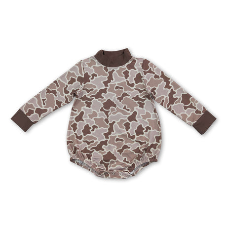 Long sleeves camo mock neck baby kids fall romper