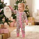 Long sleeves camo santa baby Christmas zipper romper