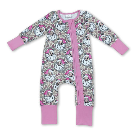 Long sleeves camo santa baby Christmas zipper romper