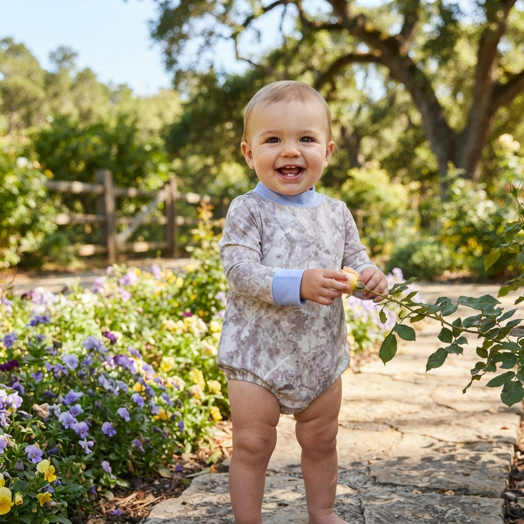 Long sleeves leaves camo mock neck baby boy fall active romper