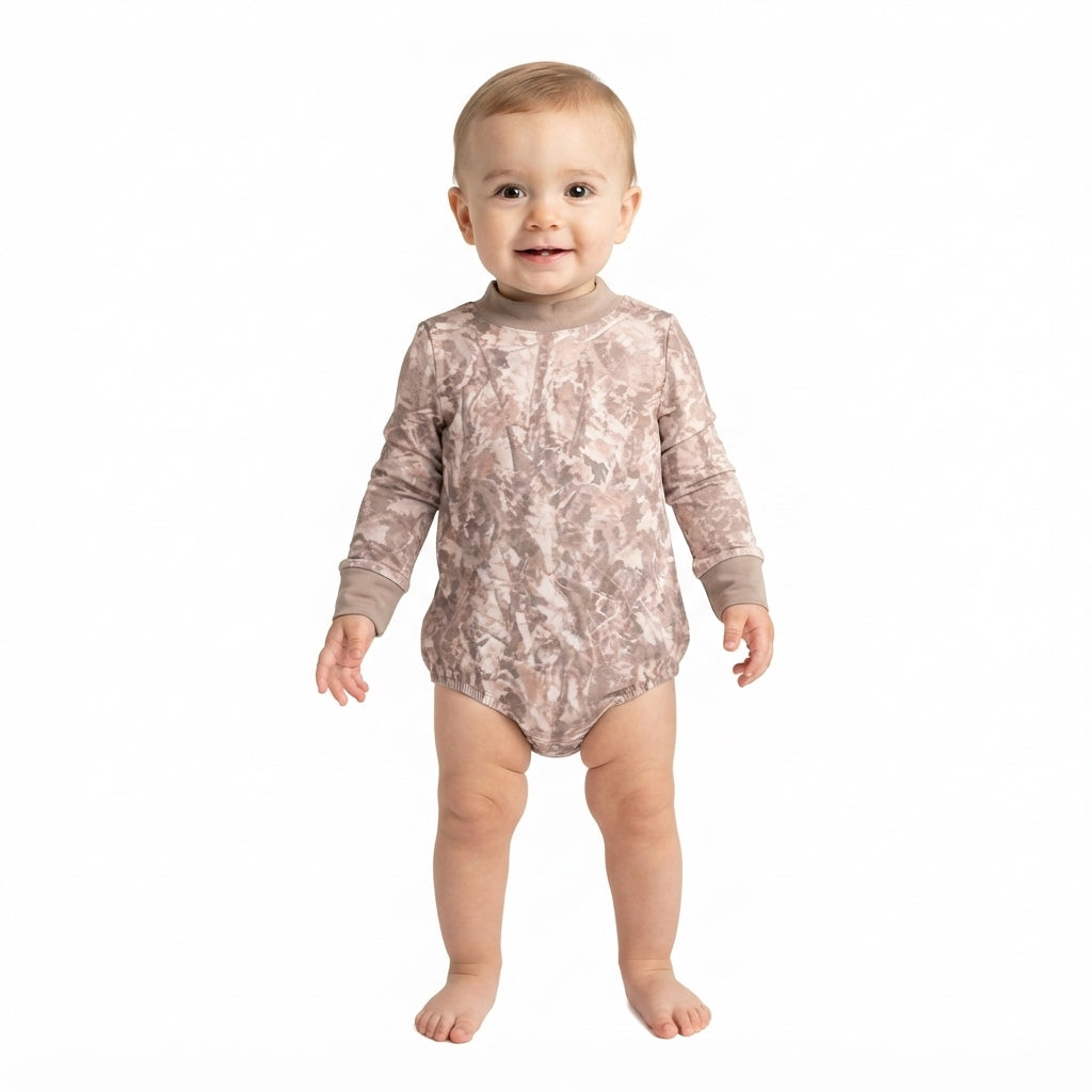 Long sleeves olive leaves camo baby boy fall active romper