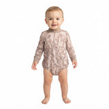 Long sleeves olive leaves camo baby boy fall active romper