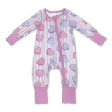 Heart stripe baby girls Valentine's zipper romper