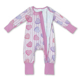 Heart stripe baby girls Valentine's zipper romper