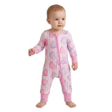 Heart stripe baby girls Valentine's zipper romper