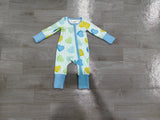 Heart stripe baby boy Valentine's zipper romper