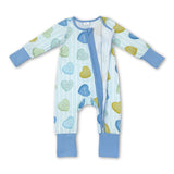 Heart stripe baby boy Valentine's zipper romper