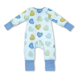 Heart stripe baby boy Valentine's zipper romper