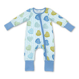 Heart stripe baby boy Valentine's zipper romper