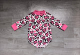 Pink mock neck heart baby girls Valentine's romper