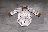 Brown long sleeves stripe duck baby boy romper