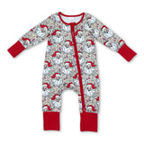 Long sleeves camo santa baby boy Christmas zipper romper