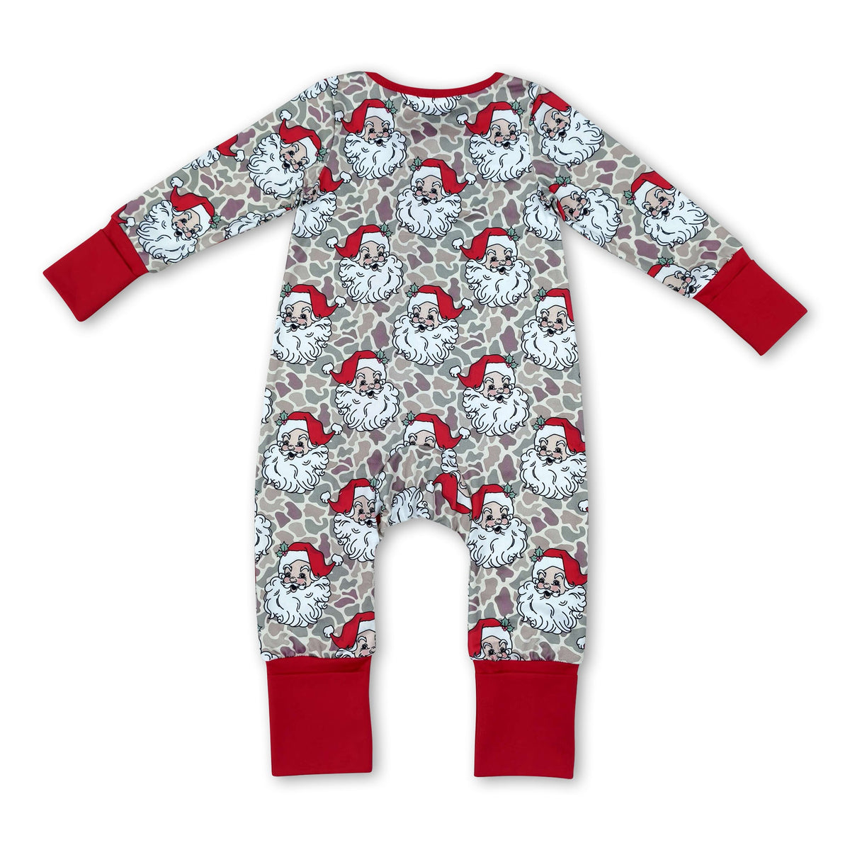 Long sleeves camo santa baby boy Christmas zipper romper