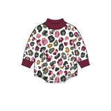 Maroon leopard camo baby boy active mock neck romper