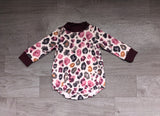 Maroon leopard camo baby boy active mock neck romper