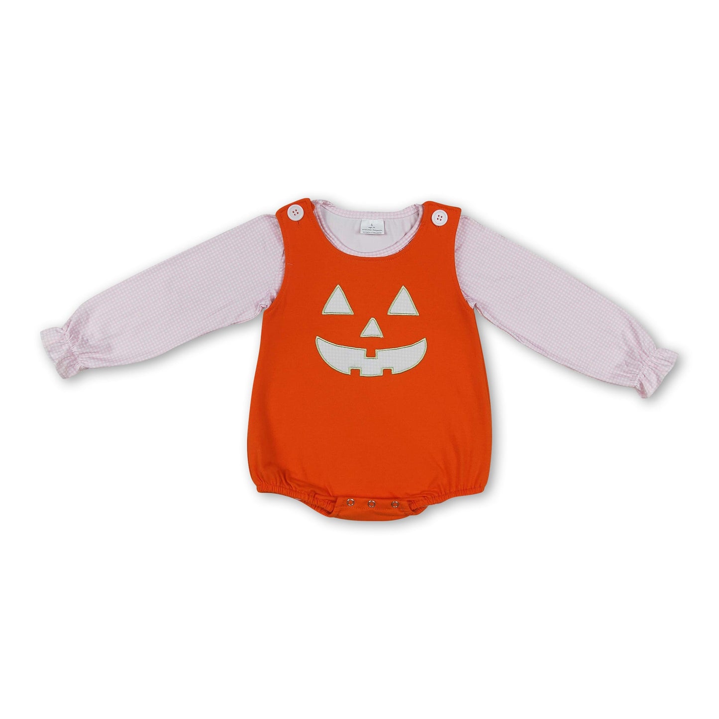 Pink plaid top orange romper baby girls Halloween set