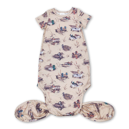Short sleeves duck baby kids gown