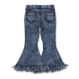 Light tassels denim pants girls bell bottom jeans