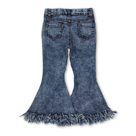 Light tassels denim pants girls bell bottom jeans