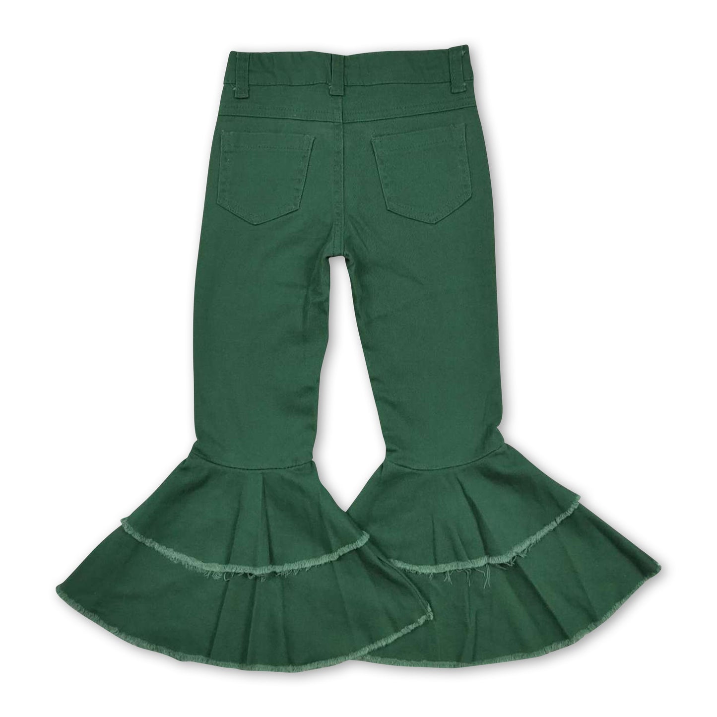 Green ruffle bell bottom pants baby girls jeans