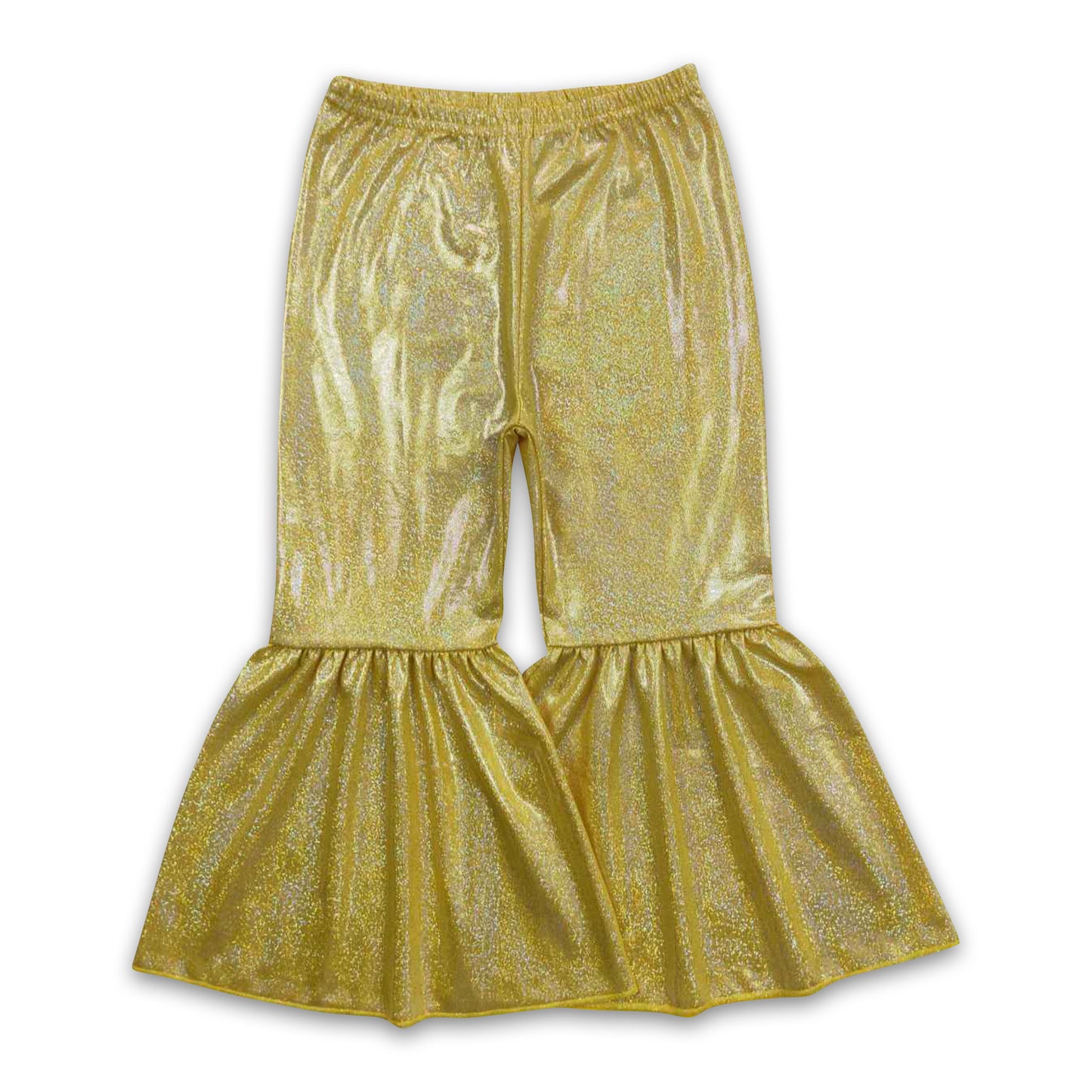 Yellow shinny baby girls bell bottom pants