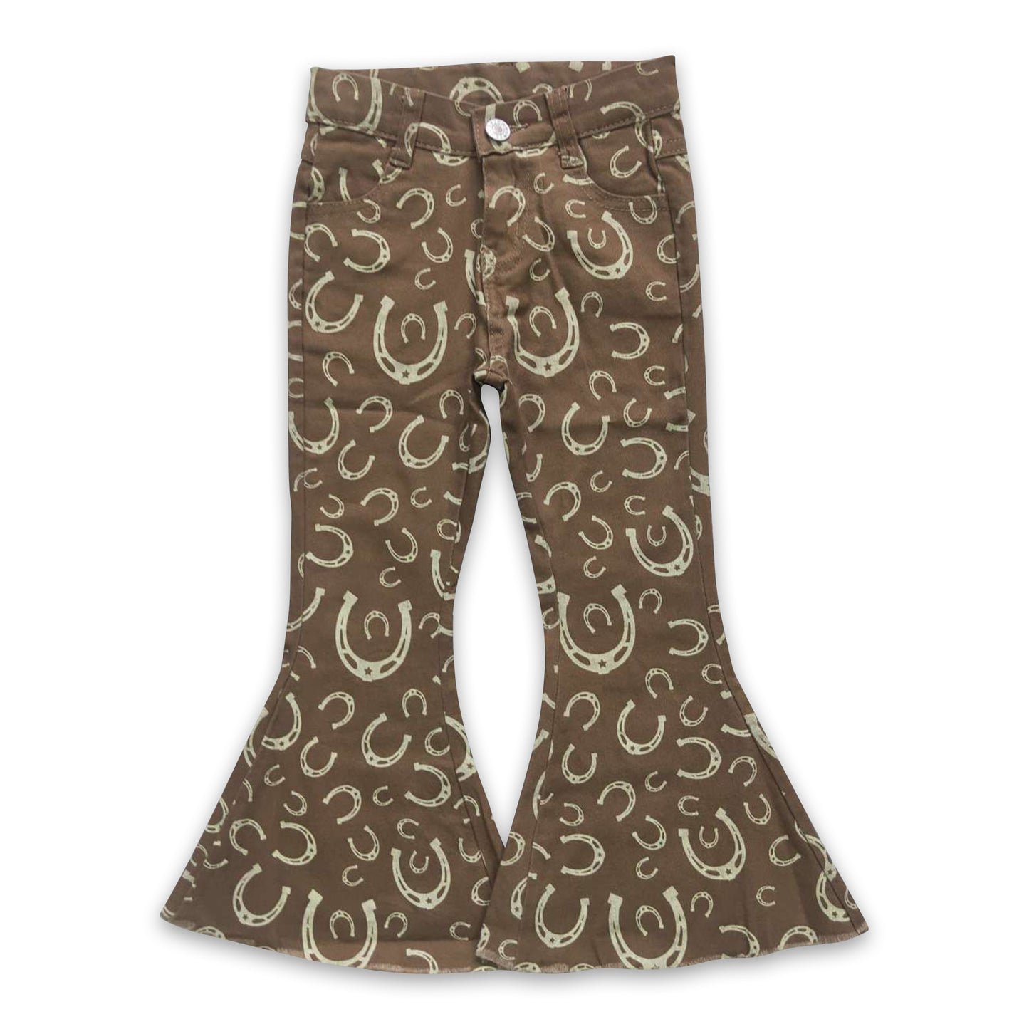 Brown Horseshoes denim pants girls western jeans