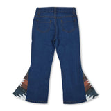 Blue aztec bell bottom pants girls western jeans