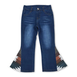 Blue aztec bell bottom pants girls western jeans