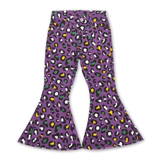 Purple leopard denim pants girls mardi gras jeans